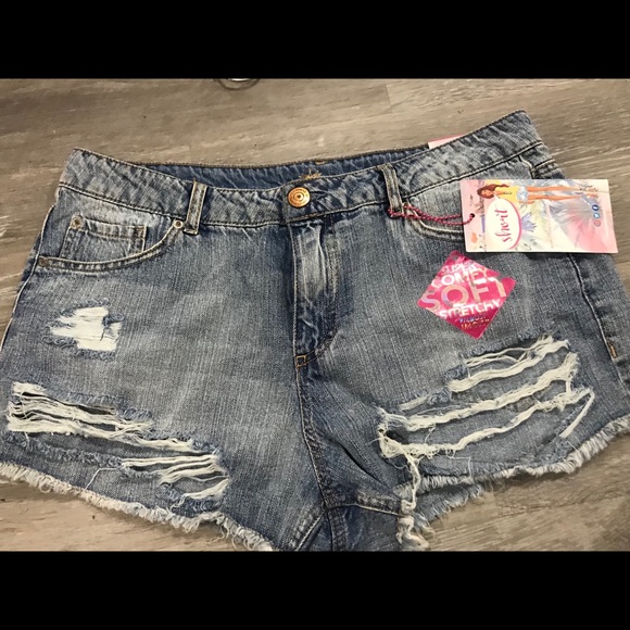 High Rise Ripped Jean Shorts - Picture 1 of 2